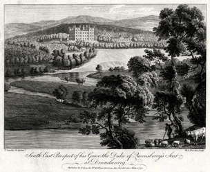 South East Prospect jego siedziby Grace the Duke of Queensberrys w Drumlanrig, Szkocja, 1775