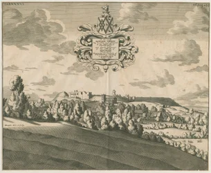 Zamek Tutbury - Odległy widok: miedzioryt, bd [ok. 1686]
