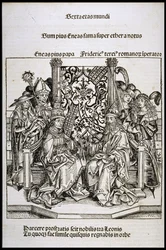 Spotkanie papieża Piusa II z cesarzem niemieckim Fryderykiem III, ok. 1493.