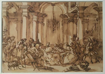 Salon Literacki w XVIII w. (pranie pióra i sepii na papierze)