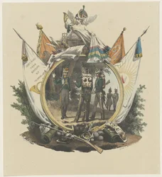 Medalion z łowcami ochotników Uniwersytetu w Utrechcie, 1830