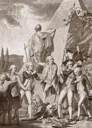 Michel Picquenot (1747-1814). Alegorie filozofii i patriotyzmu, zwycięzcy nad demonem uprzedzeń - Philosophy et le Patriotisme victors du demon des Prejudices - Michel Picquenot (1747-1814).