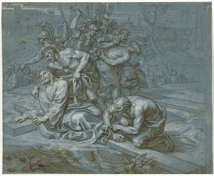 Chrystus rozebrany na krzyżu, ok. 1680 (pióro i atrament na kredzie i ołówku na papierze)