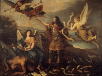 Skrucha. Alegoria księcia Ludwika II Bourbon-Conde (Bourbon Conde) znanego jako Wielki Conde (1621-1686). Obraz Korneliusza Młodego (1642-1708)