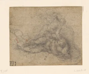 Michał Anioł - Dawid i Goliat. Studium architektoniczne z wersalikami, ok. 1550-1556, I, 32d