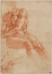 Młody mężczyzna w pozycji siedzącej i dwa studia ramion (recto), ok. 1510-11