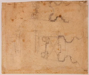 Elewacja architektoniczna i szczegóły planu San Giovanni dei Fiorentini