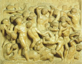Bitwa pod Lapiths przeciwko centaurom Michała Anioła (1475-1564), marmur, 80 5x88 cm