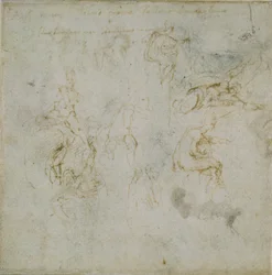 Recto: Ośmiocyfrowe studia. Verso: Studium postaci, c1490-1560.