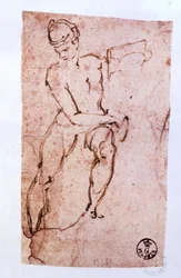 Sufit Kaplicy Sykstyńskiej (1508-12): szkic apostoła (pióro i brązowy atrament)