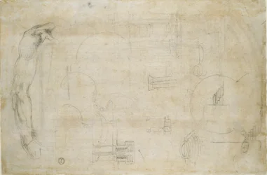 Studium ramienia mężczyzny i kilka szkiców architektonicznych, c1490-1560