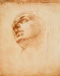 Studium twarzy, rysunek Michała Anioła. Casa Buonarroti, Florencja