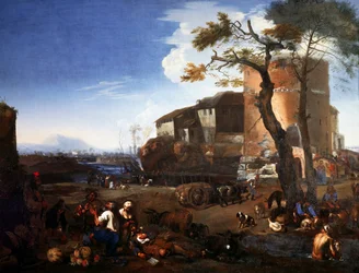 Święto country, Michelangelo Cerquozzi znany jako Michelangelo delle Battaglie (1602-1660), olej na płótnie, 98,5 x 132 cm.