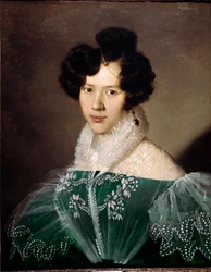 Portret młodej kobiety. Obraz Michała Anioła Grigolettiego (1801-70). Roma, Galleria d