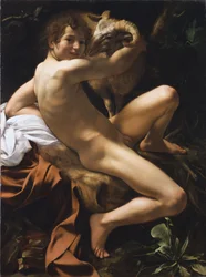 Święty Jan Chrzciciel. Barok Peinture autorstwa Michelangelo Merisi znany jako Caravaggio (Le Caravage)