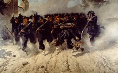 Bersaglieri Charge w Porta Pia, Michele Cammarano (1835-1920), olej na płótnie, 290x472 cm