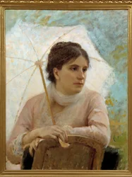 Portret Gabrielli Coujere, żony artysty. Obraz Michele Gordigiani (1830-1909)