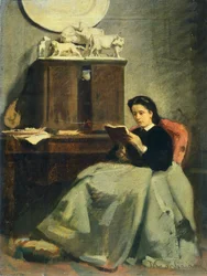 Czytanie żony Michele Gordigiani (1830-1909), olej na płótnie, 45x34 cm