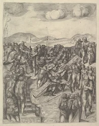 Ukrzyżowanie św. Piotra według fresków Michała Anioła w kaplicy paulinów, Va..., 1550-60.