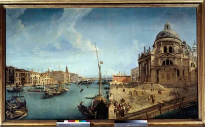 Widok na wejście do Canal Grande i na kościół Salute w Wenecji Obraz Michele Marieschi (1710-1741) XVIII-wieczne słońce. 1,25x2,13 m²
