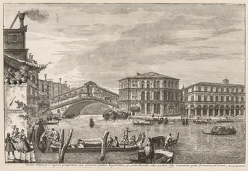 Widoki Wenecji: most i rynek Rialto, 1741.
