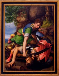 Obraz „Dawid i Goliat” autorstwa Michiela Coxcie