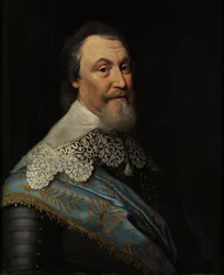 Portret hrabiego Axela Oxenstierny (Oxenstjerna) (1583-1654), autorstwa Mierevelta, Michiela Jansza. z, Warsztaty im. Olej na drewnie. Wymiar: 70x60 cm. Muzeum Narodowe w Sztokholmie