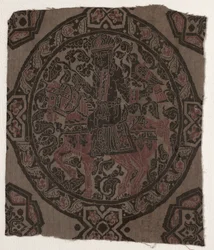Fragment z królem sokolnika jeździeckiego, Iran lub Irak, okres Abbasydów