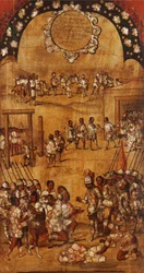 Podbój Meksyku, Panel III, ok. 1696-1715 (malowanie na drewnie)