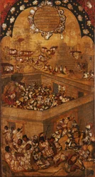 Podbój Meksyku, Panel VII, c.1696-1715 (malowanie na drewnie)