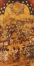 Podbój Meksyku, Panel V, c.1696-1715 (malowanie na drewnie)