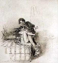 Artysta i cygańska modelka, tablica 17 z „Liebe” („Miłość”), wydano w 1901 w Lipsku