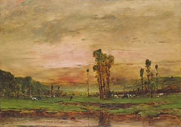 Wieczorny pejzaż ze stadem bydła w pobliżu Jouy-en-Josas, 1881