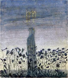 Znak Panny (z cyklu „Zodiak”) par Ciurlionis, Mikalojus Konstantinas (1875-1911). Tempera na papierze, format : 35,6x31,3