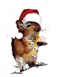 Bożonarodzeniowy Degu na białym, 2020