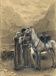 Pożegnanie Zary z Ismailem. Ilustracja do wiersza Ismail Bey Michaiła Lermontowa, 1890-1891