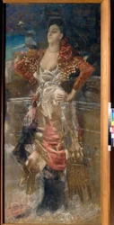 Portret tancerki i aktorki Caroline (Carolina) Otero, znanej jako La Belle Otero (1868-1965). Kurtyzana Belle Epoque. Praca Michaiła Aleksandrowicza Vrubela (Vrubel) (1856-1910), pastel na płótnie