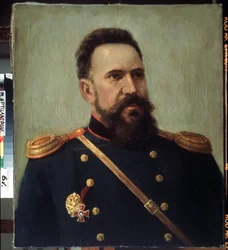 „Portret żołnierza i inżyniera Siergieja Mosina (1849-1902) wynalazcy karabinu Mosin-Nagant (Mosin Nagant)”” Obraz Michaiła Gerca (1900-1942) 1941 Państwowe Centralne Muzeum Artylerii, Sankt Petersburg