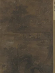 Krajobraz: dwóch mężczyzn w pawilonie pod drzewami