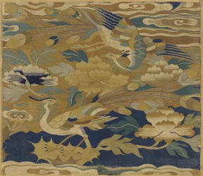 Feniksy i piwonie, XIV-XV w. (jedwabny gobelin)