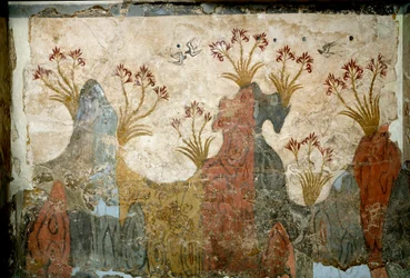 Sztuka minojska: „Wiosna”” Fresk od Akrotiri do Santorini. XVI w. p.n.e. Ateny, Narodowe Muzeum Archeologiczne