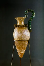 Sztuka minojska: rhyton z kryształu górskiego i miedzi ze skarbca sanktuarium w Zakros na Krecie. 1700-1400 p.n.e., muzeum archeologiczne - Sztuka minojska: rhyton z kryształu górskiego i miedzi ze skarbca