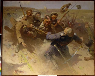 Kontratak na Carycyna w 1919 r. - Kontratak na Carycyna w 1919 r. - Obraz Mitrofana Borisowicza Grekowa (1882-1934), olej na płótnie