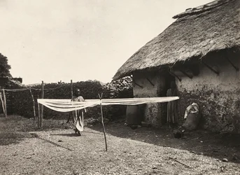 „Budowanie imperium” w epoce faszystowskiej: przygotowania do tkania, 09.05.1936 (zdjęcie czarno-białe)