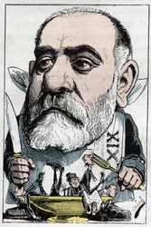 Karykatura przedstawiająca krytyka dramatycznego Francisque Sarcey (1827-1899)