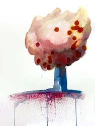 Red Spots, 2022 (akwarela na papierze tłoczonym na zimno Langton, 300 g/m²)