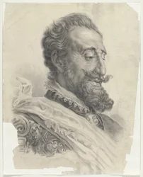 Głowa mężczyzny, z brodą, na prawo Bellegarde (tytuł na obiekcie)