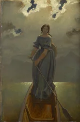Przewoźniczka baronowa Marie Spaun nad jeziorem Gmunden, ok. 1851.