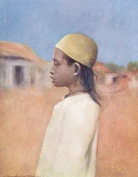 Dzieci świata: Cingalese, wczesny poranek (kolorowa litografia)