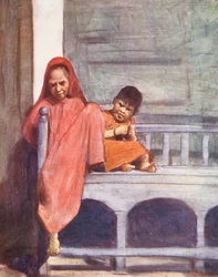 Dzieci świata: Two in Corner (kolorowa litografia)